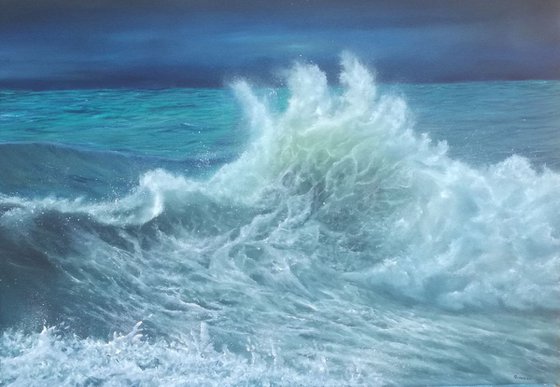 Vorrei tuffarmi - stunning wave triptych painting