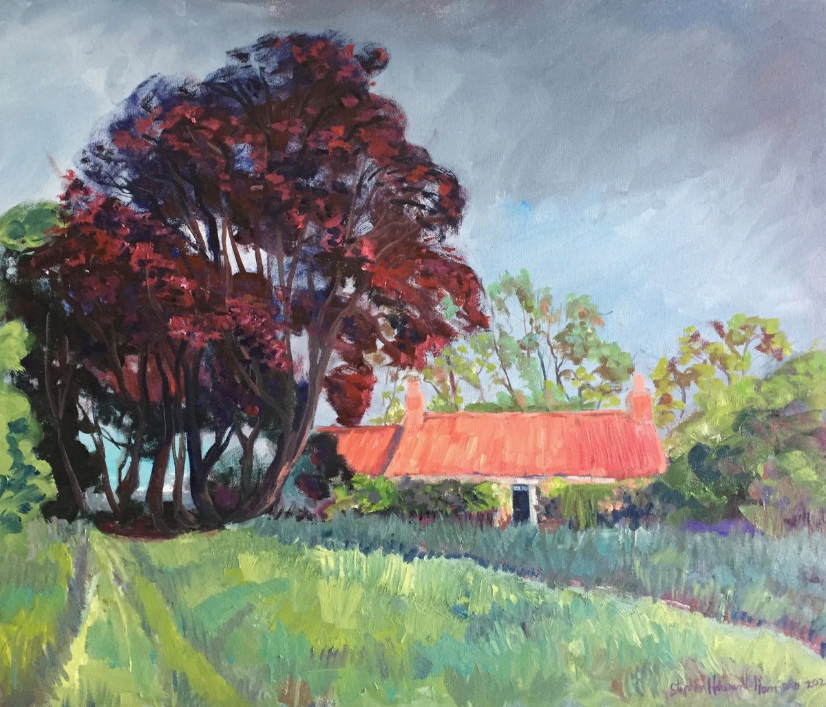 Impressionistic Landscape Oil Painting By Stephen Howard Harrison, 28 X 24", 