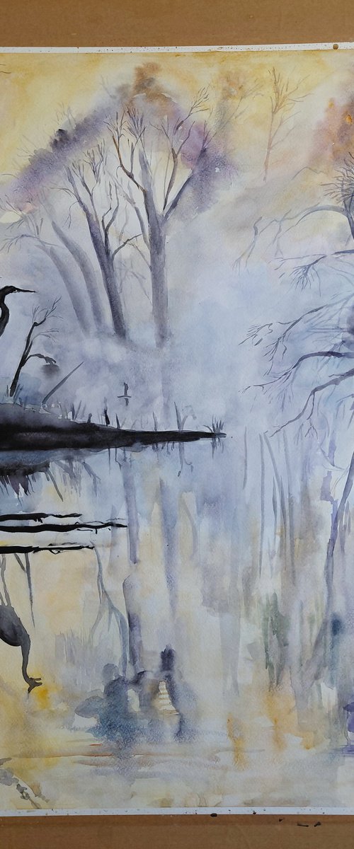 Heron in the Mist by Zoran Mihajlović Muza