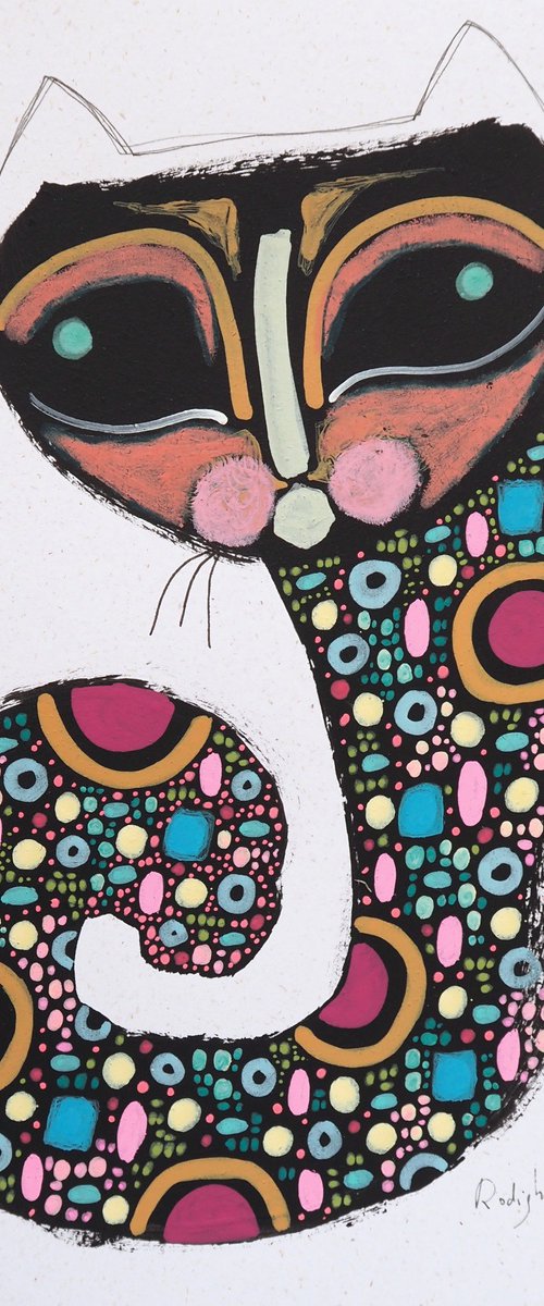 Squiggle Cat #4 - whimsical abstraction by Sara Rodighiero