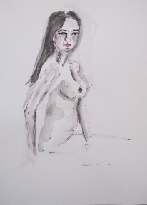 Side Seated female nude 1217 by Catherine O’Neill