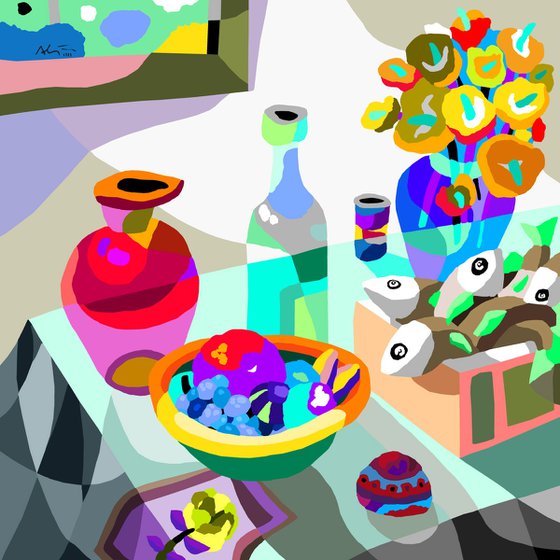 Still life with fish 61x61