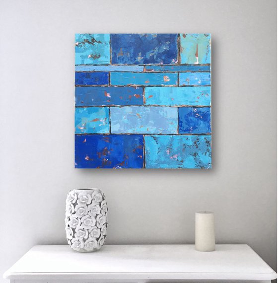 Wall - blue abstract painting