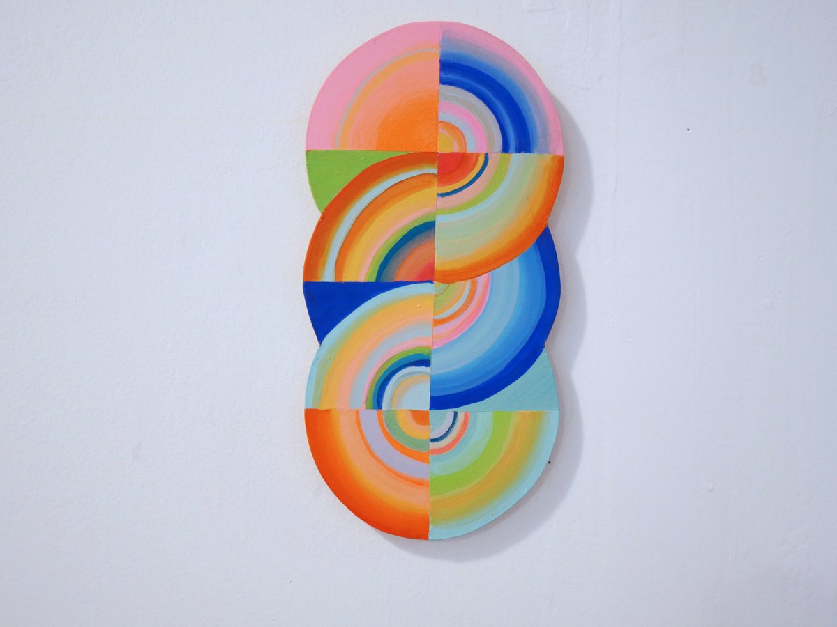 Geometric Landscape Acrylic Painting By Jessica Moritz, 6 X 11, Light And Space Torus 1, Original Artwork