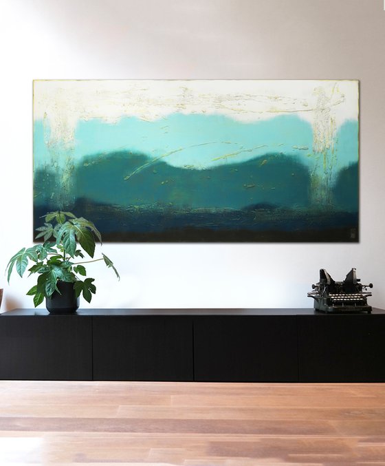 XL Painting - Oceanic Blues Painting - 180x90cm - Ronald Hunter 17J