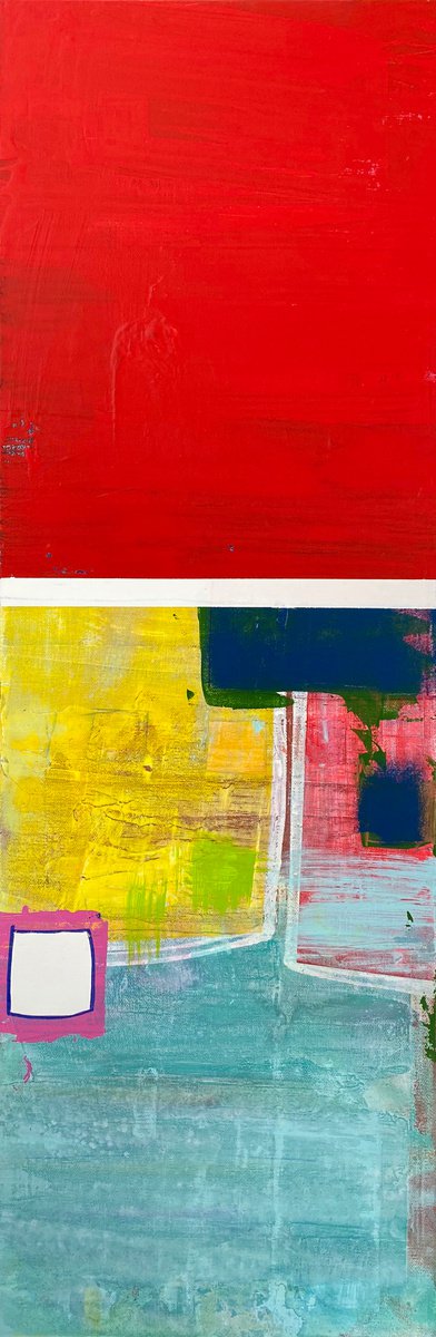 Geometric Abstract Oil Painting By Jason Forcier, 12 X 36, Art A Bit, Original Artwork