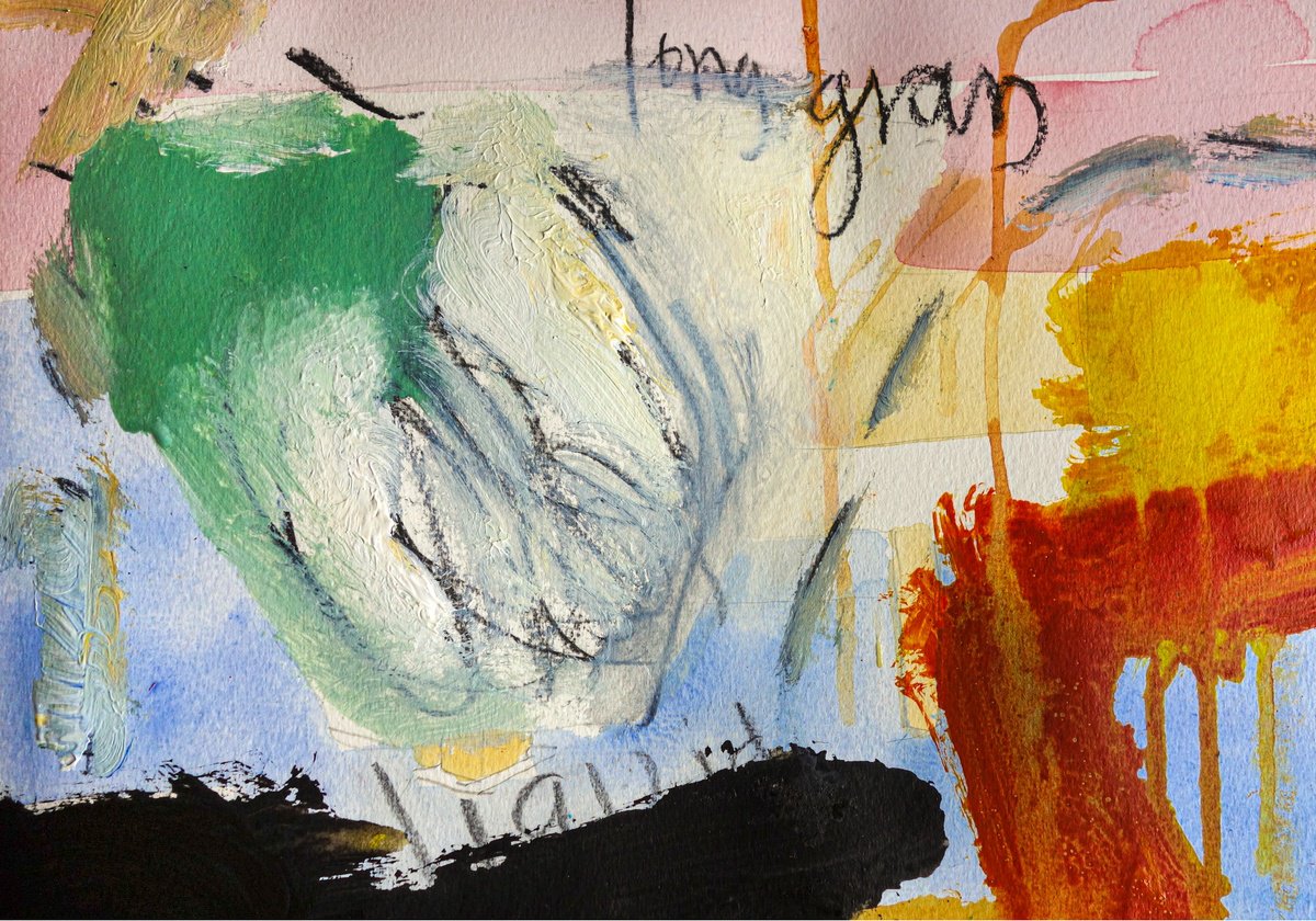 Expressive Abstract Acrylic Painting By Elizabeth Anne Fox, 17 X 12, One Moment/Air Like Liquid, Original Artwork