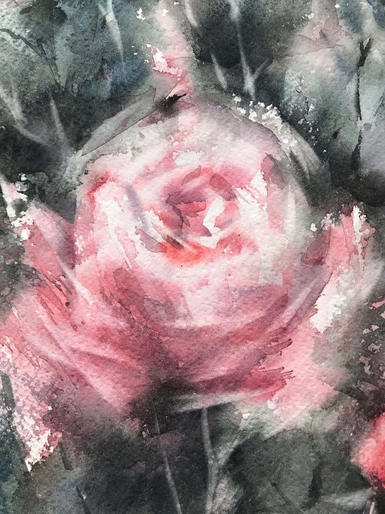 Pink roses.  one of a kind, original watercolor