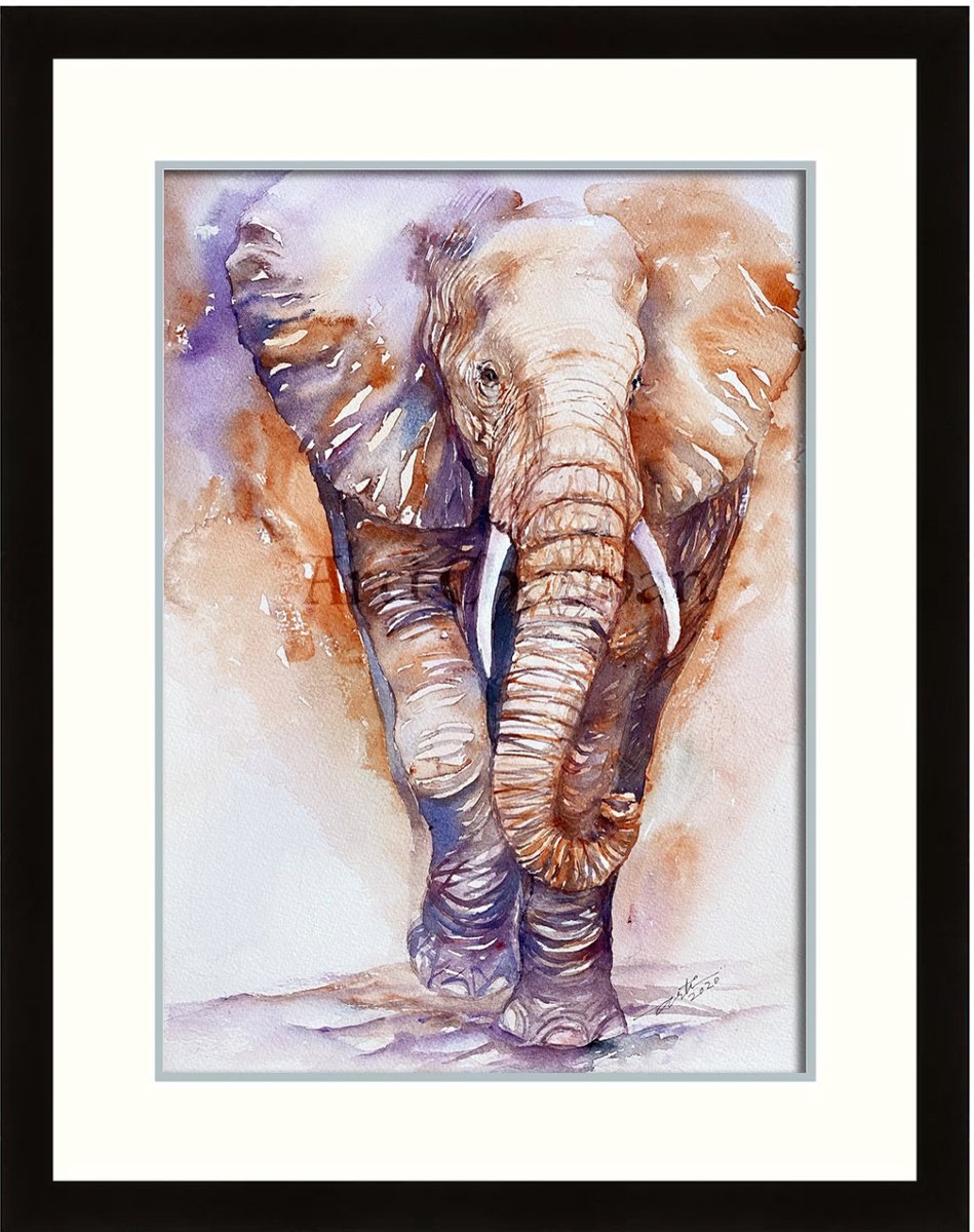 Impressionistic Animal Watercolour By Arti Chauhan, 13 X 17, Elephant Elon, Original Artwork
