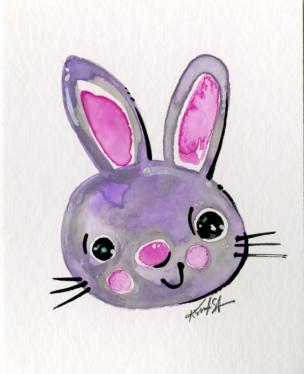 Purple Gray Bunny - Watercolor by Kathy Morton Stanion by Kathy Morton Stanion