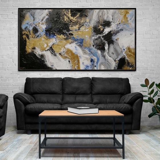 Golden Potion 190cm x 100cm Textured Abstract Art