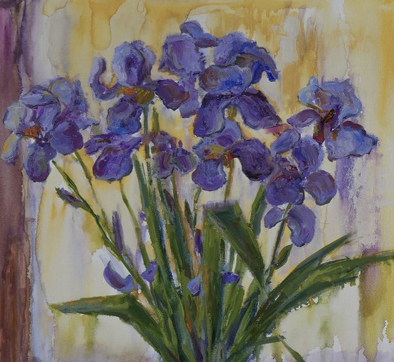 The Iris Flowers Near the Light Window