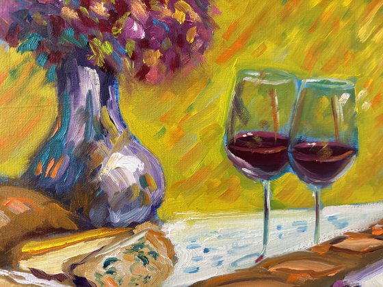 French Feast: Wine, Cheese, and Flowers