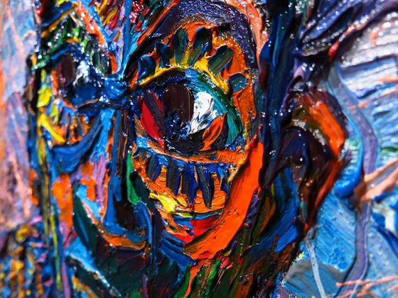 Original Oil Painting African Mask