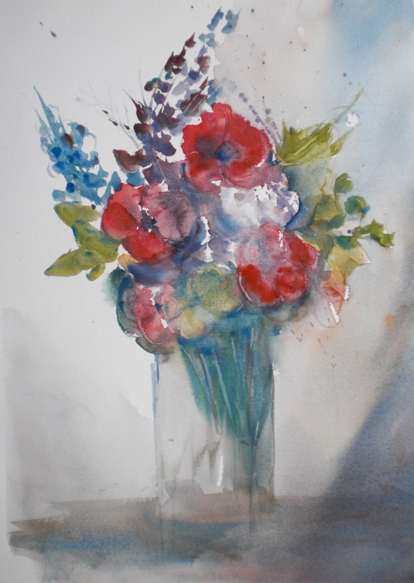 Expressive Botanical Watercolour By Giorgio Gosti, 12 X 16, Flower Pot 2, Original Artwork