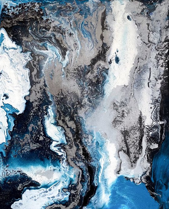 Silver Blue Abstract Canvas