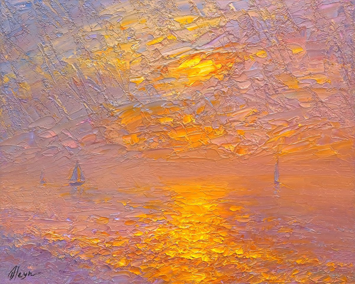 Impressionistic Landscape Oil Painting By Dmitry Oleyn, 20 X 16, Sea, Original Artwork