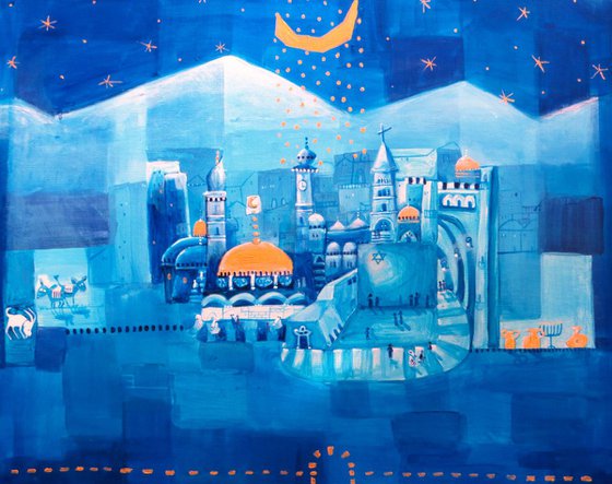 Jerusalem,  blue evening
