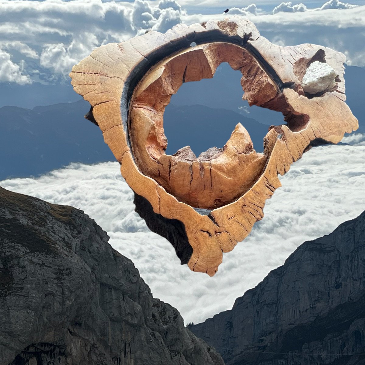 Wall sculpture mountain landscape by Roland Kopfer