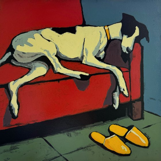 Dog Resting on Sofa