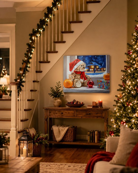 Christmas Teddy Bear at the Window