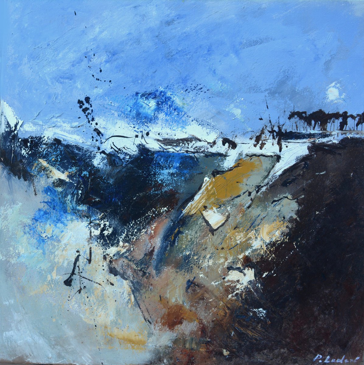 Abstract Oil Painting By Pol Henry Ledent, 24 X 24", Skyline, Original Artwork