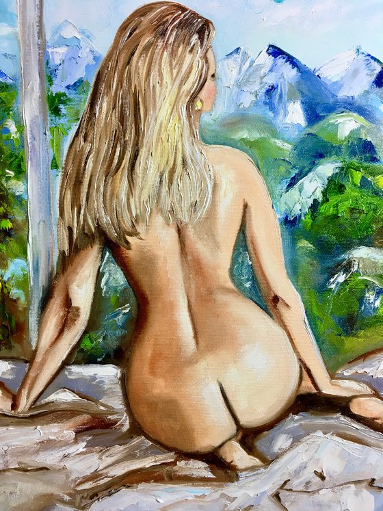 Wild nature. Nude, mountains, view from my window.