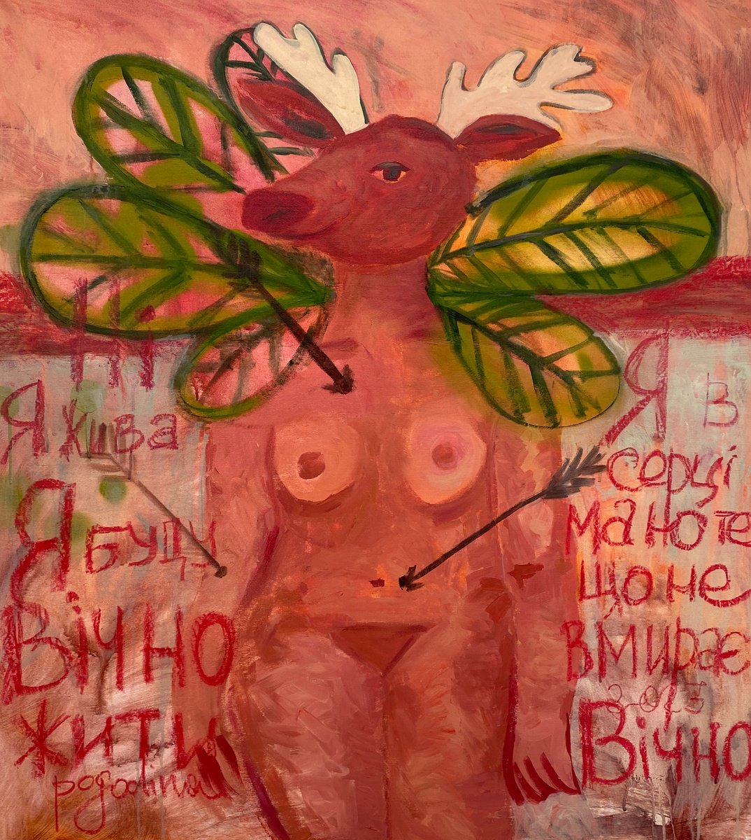 Impressionistic Portrait Acrylic Painting By Dasha Pogodina, 35 X 39, I Am Strong, Original Artwork