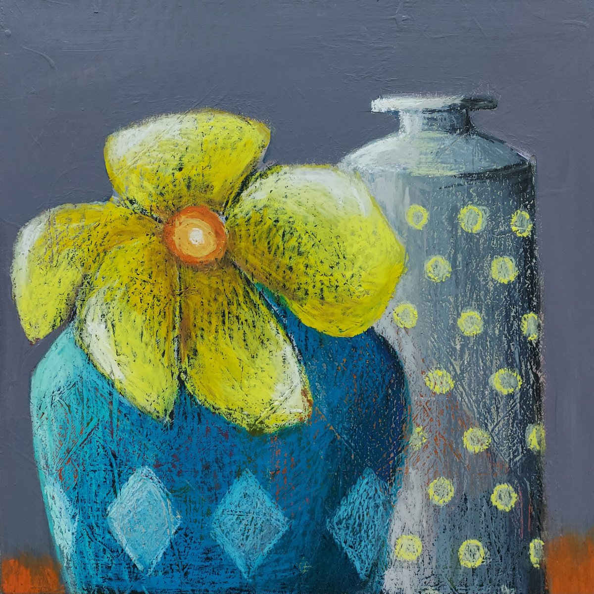 Impressionistic Still Life Painting By Gitti Gv, 12 X 12, Small Yellows, Big Yellow, Original Artwork