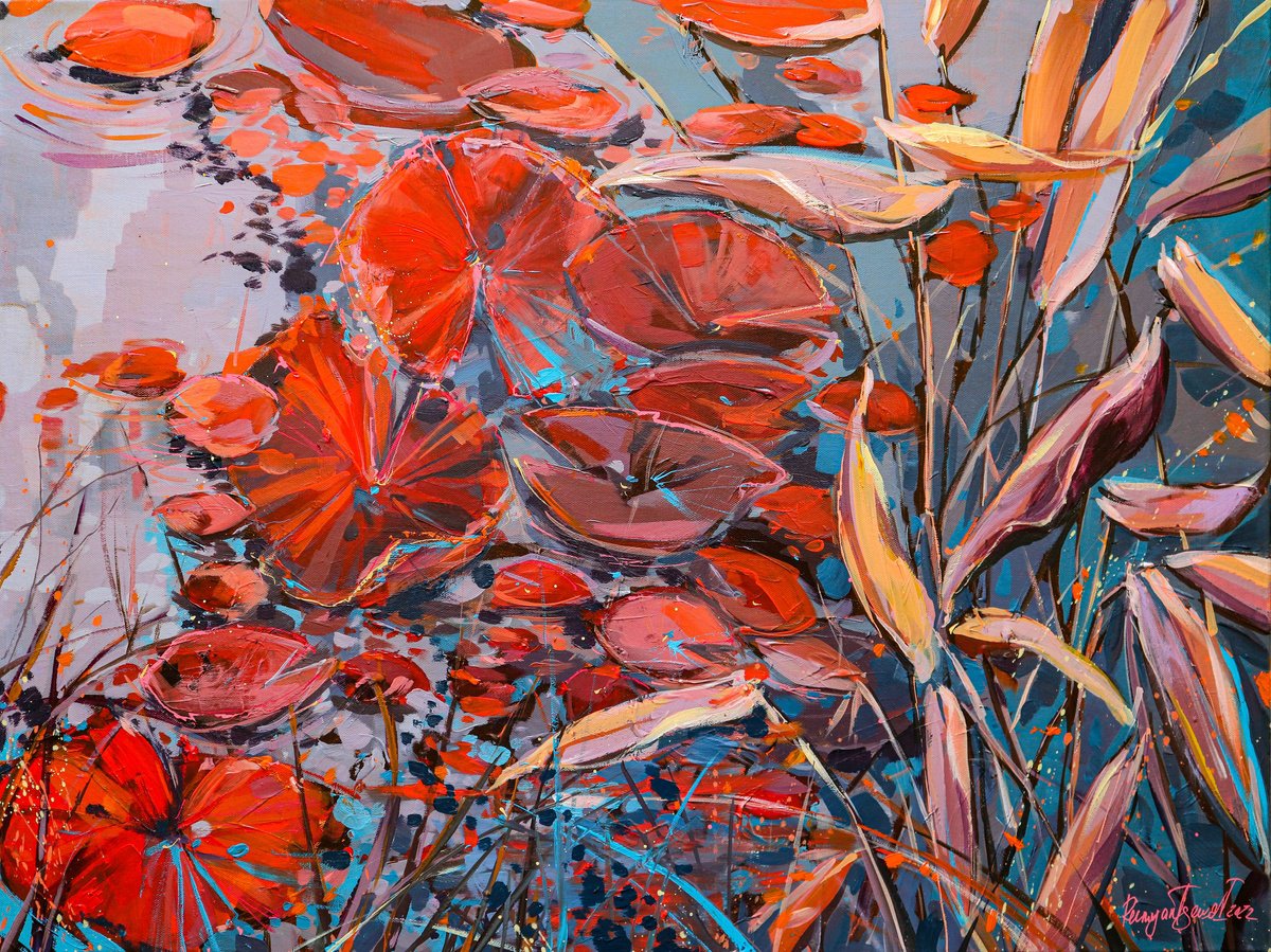 Red Water Lilies 2 by Irina Rumyantseva