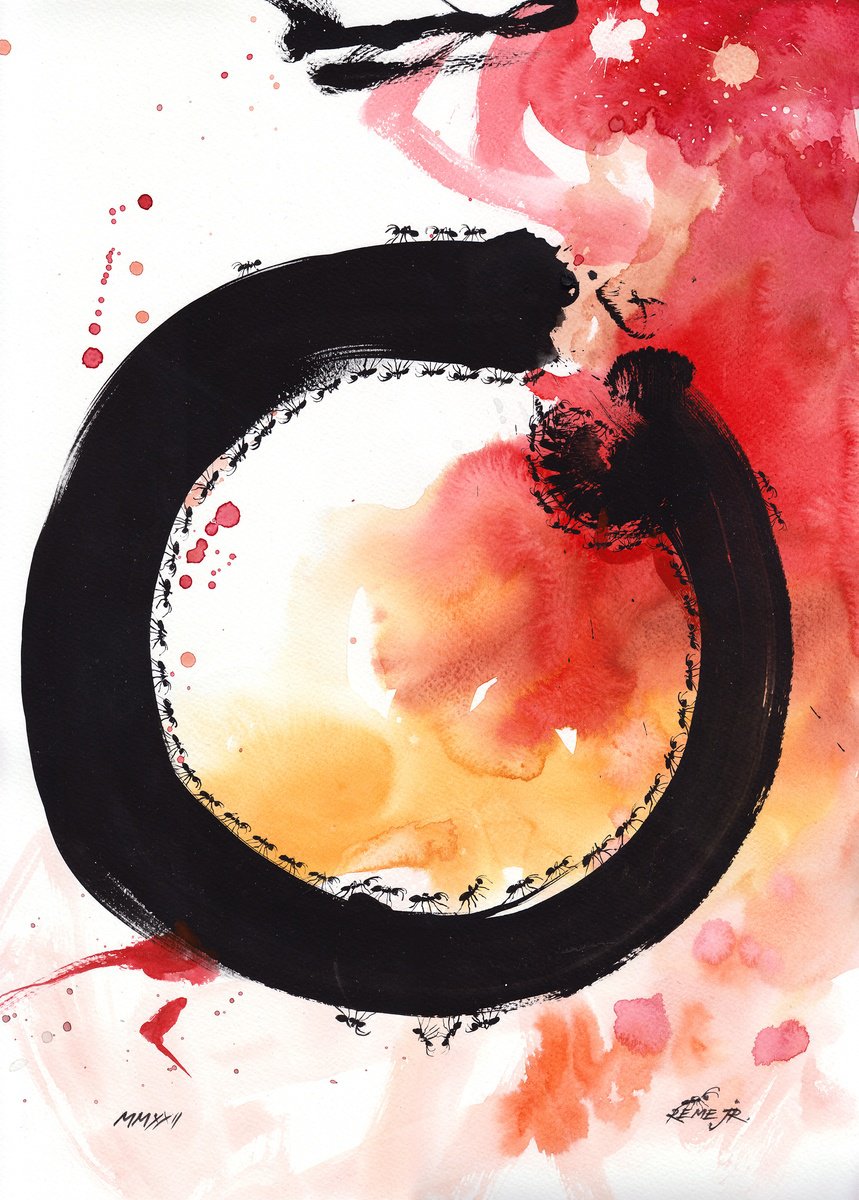 Expressive Animal Watercolour By Reme Jr., 14 X 20", The Circle Of Life Of Ants, Original Artwork