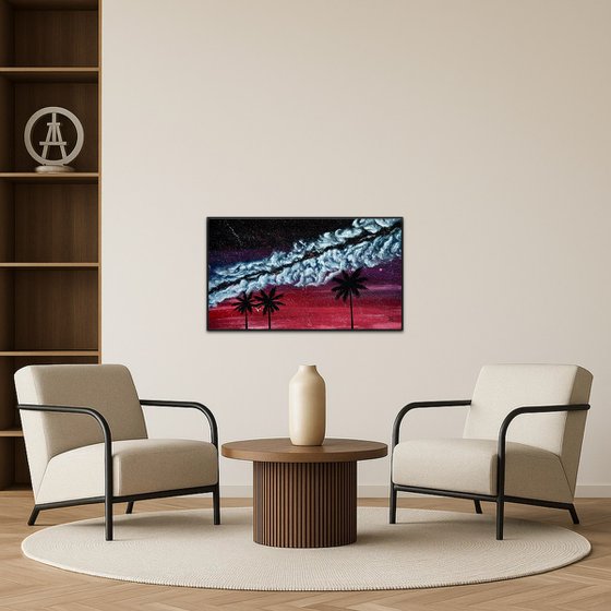 Mystic plum sky with clouds