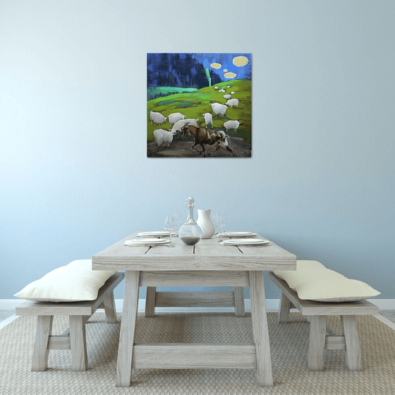A random passerby. Mountain landscape