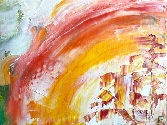 Abstract Original Oil Painting, White Multicolor Palette Knife Artwork, Impasto Textured Painting on Canvas