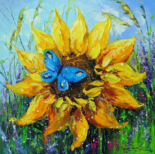 Sunflower and Butterfly by Olha Darchuk