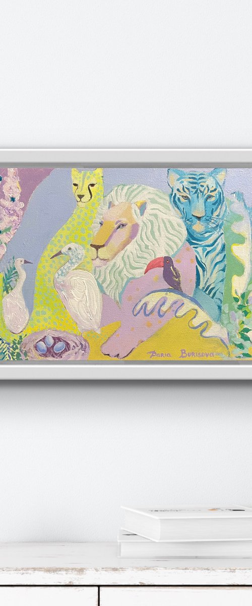 Paradise 2. Acrylic painting on canvas, 10 x 20 in by Daria Borisova