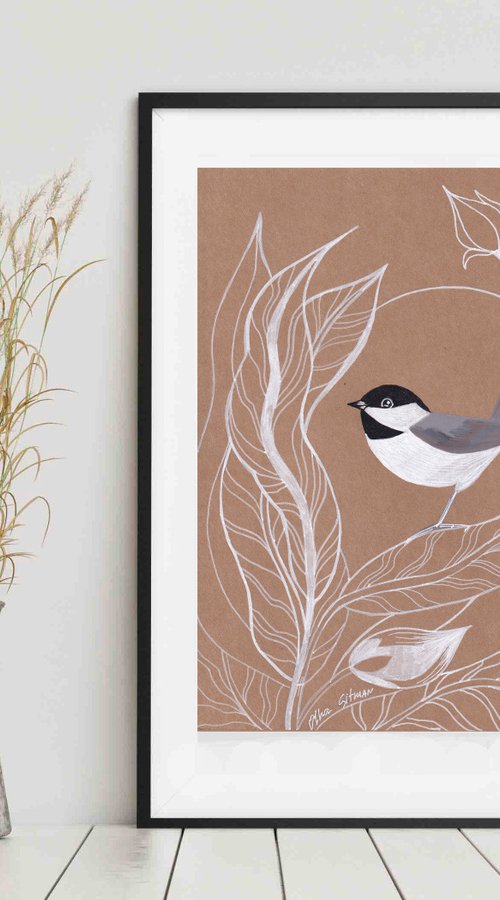 Lovely day with bird chickadee by Olha Gitman