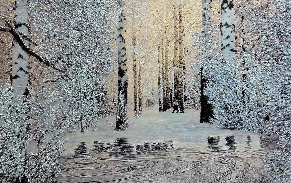 Impressionistic Landscape Oil Painting By Kenneth Halvorsen, 60 X 36", Morning