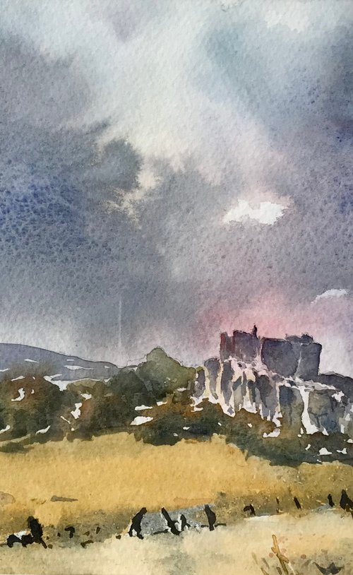 Stormy skies over Carreg  Cennen castle by Vicki Washbourne