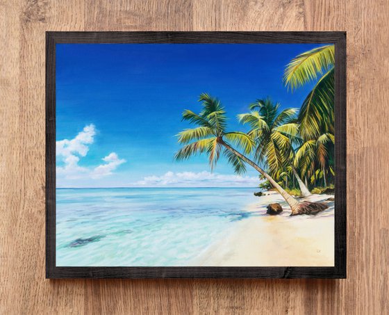 Tropical beach with palm trees