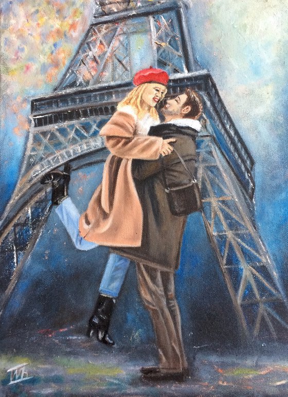 First kiss in Paris