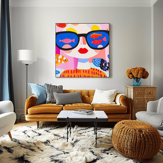 Surreal Fish-Glasses Girl
