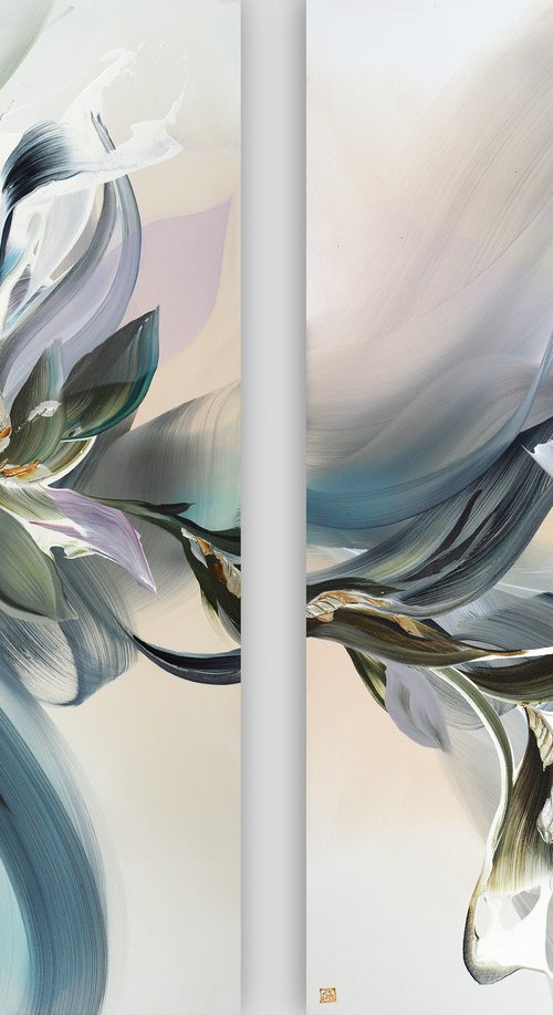 Magnolia Drift Diptych by Novi Lim