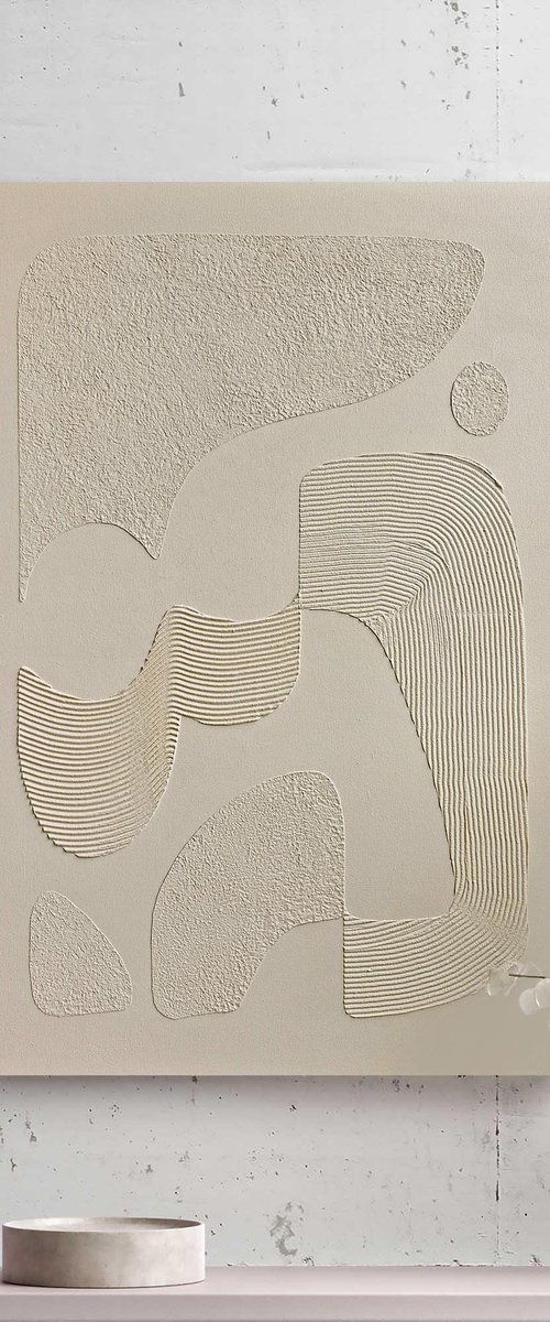 "Bay" Beige high textured acrylic art by Marine