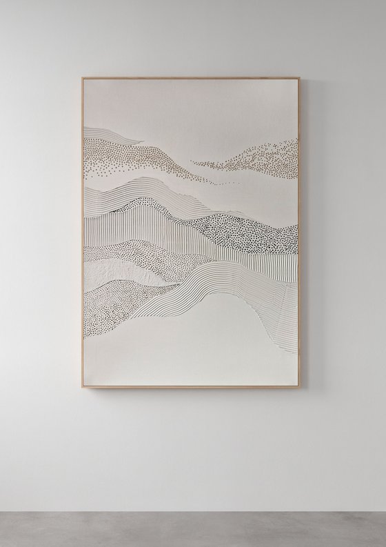 "Fluency 6" High textured abstract beige art