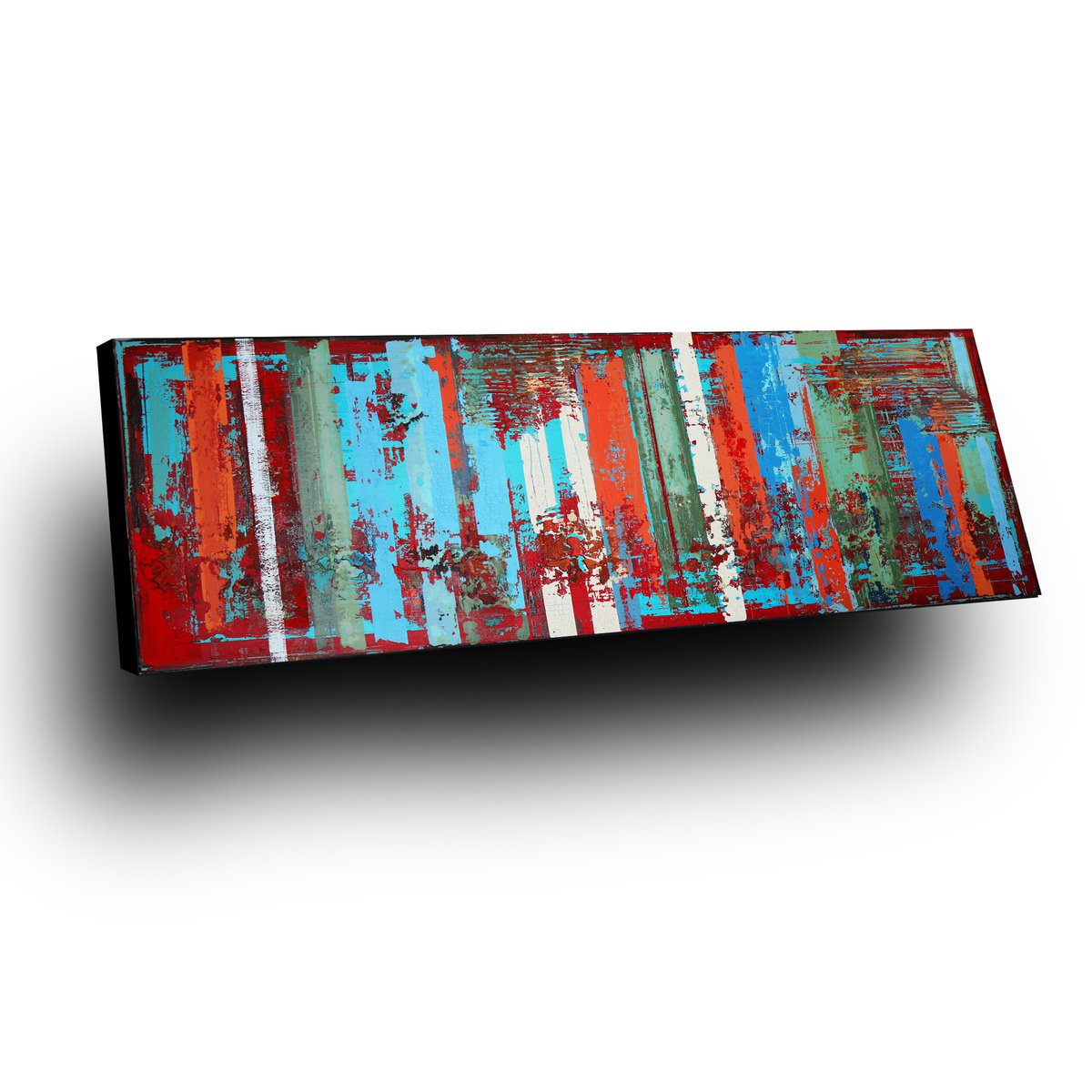 THE OLD FENCE - ABSTRACT ACRYLIC PAINTING TEXTURED * READY TO HANG by Inez Froehlich