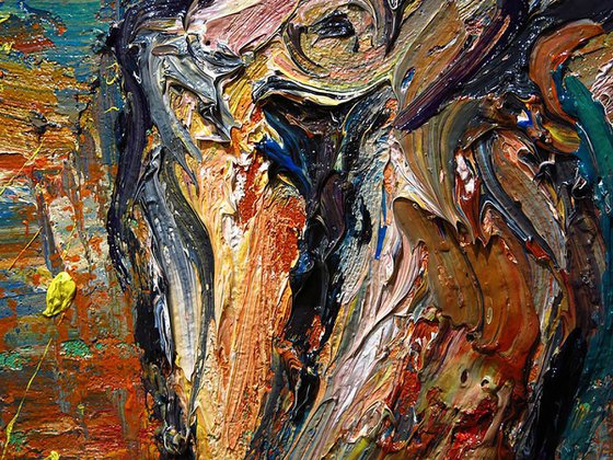 Original Oil Painting Abstract Portrait Expressionism Art Deco