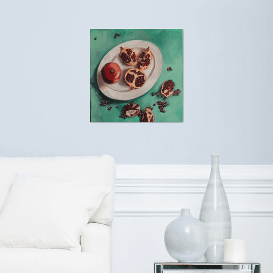 Pomegranates on plate