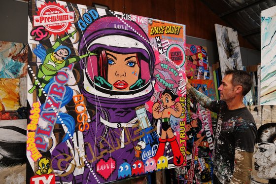 Cadet Galaga 150cm x 150cm Space Cadet Textured Urban Pop Art