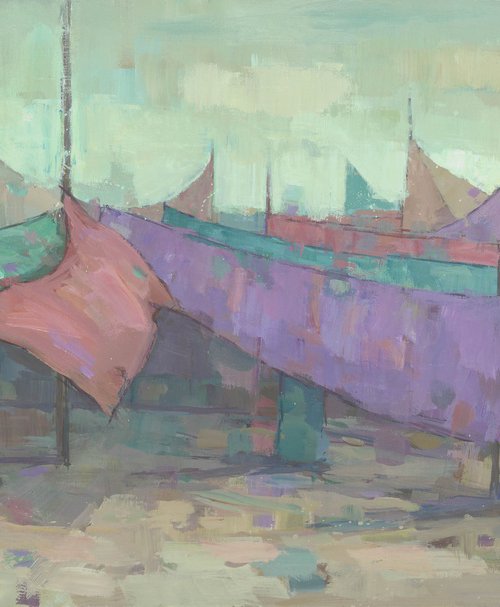 Drying Saris at Kumbh Mela by Steve Mitchell